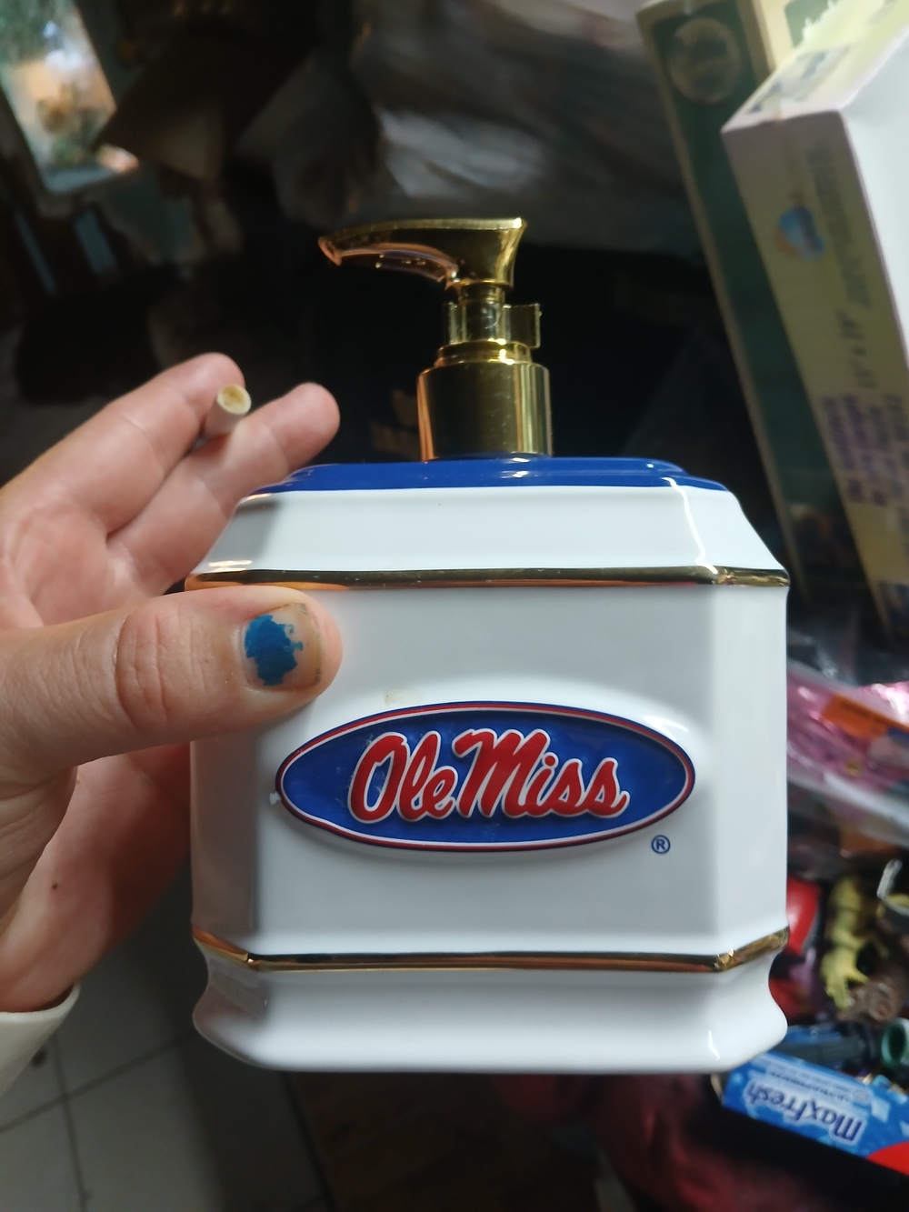 Fine Art Creations Official Licensed Collegiate Product Ole Miss Soap Dispenser